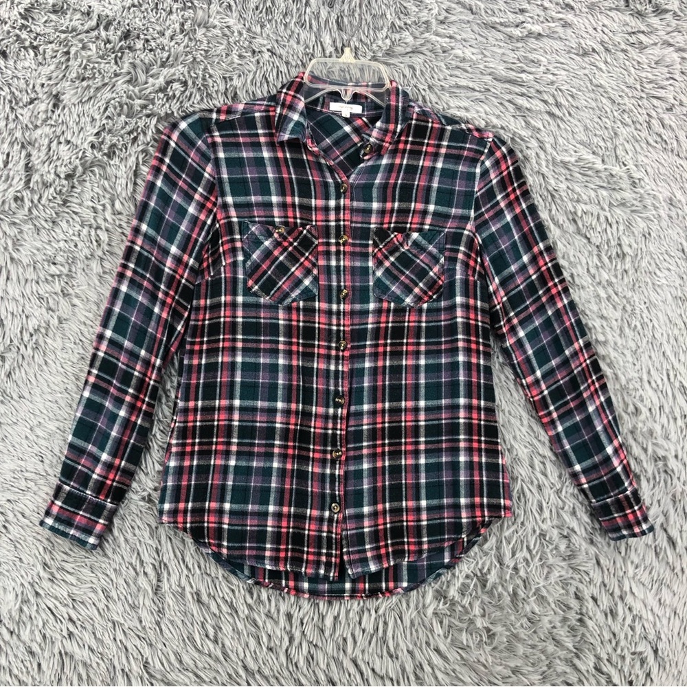 Maurices Shirt Womens Small Button Up Plaid Flannel Long Sleeve